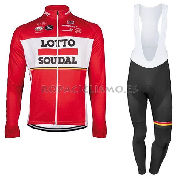 2017 Maillot Lotto Soudal tirantes mangas largas rojo